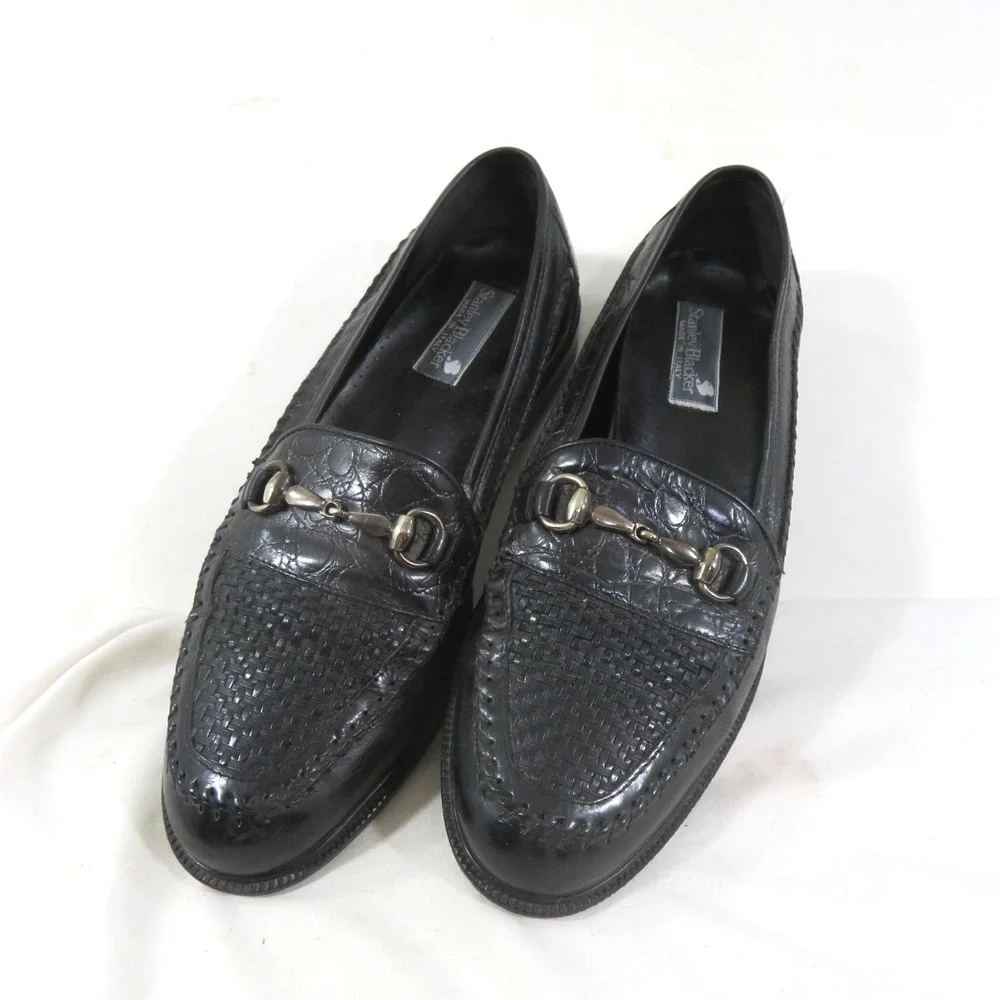 Stanley Blacker Made in Italy Black Loafers Sz 9.5 M
